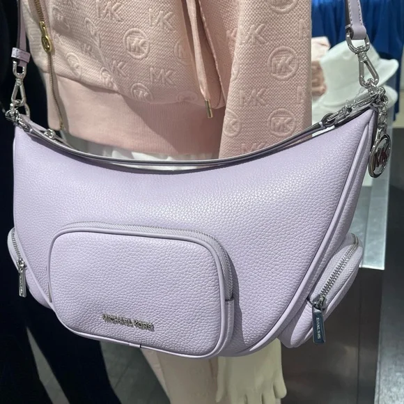 MICHAEL KORS Merritt Medium Pebbled Leather Convertible Shoulder BagQuartz NWT